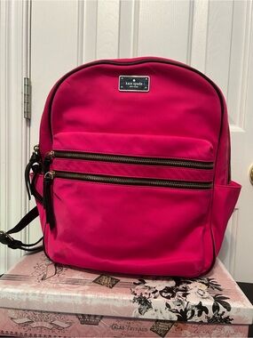 kate spade Bright Pink Nylon Backpack with Gold Hardware
